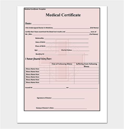 Medical Certificate Template 38 Free Samples And Formats