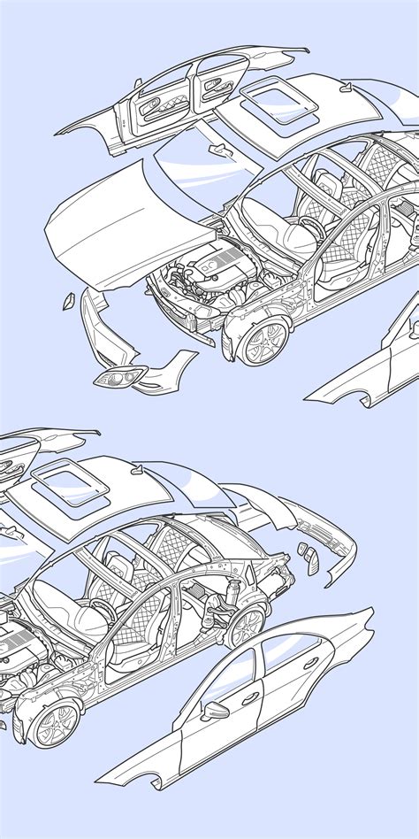 Exploded View Of Car Illustration Behance