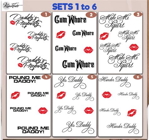 Sets Of Kinky Adult Temporary Tattoos Tramp Stamps Fetish Etsy