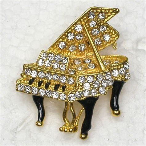 Clear Rhinestone Piano Pin Brooches Fashion Enamel Brooch C2106 A2 In