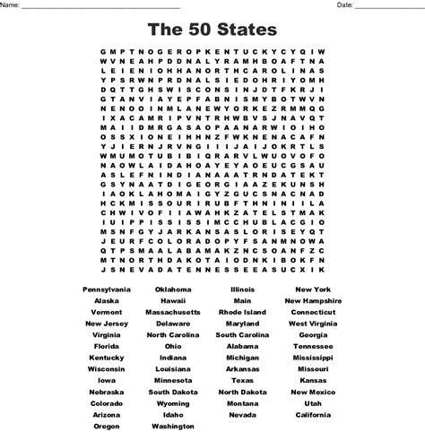 14 Challenging 50 States Word Searches
