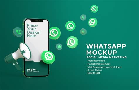 Premium Psd 3d Whatsapp Icons With Mobile Screen Mockup And Megaphone