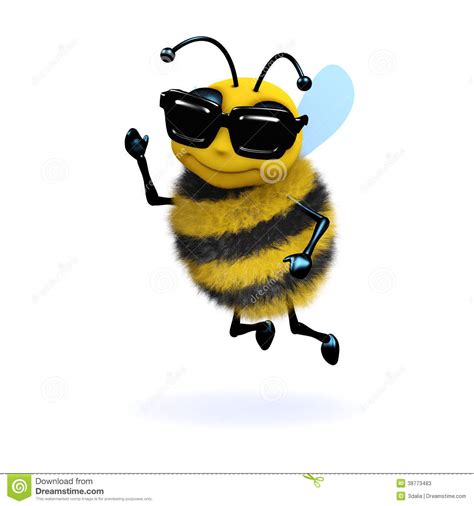 3d Cool bee stock illustration. Illustration of pollen - 38773483