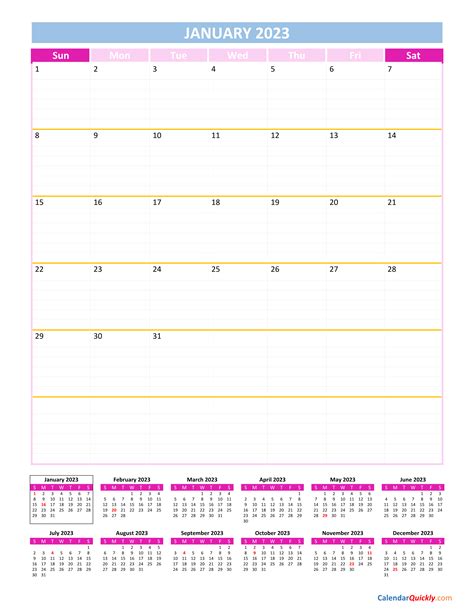 Monthly Calendar 2023 Vertical Calendar Quickly