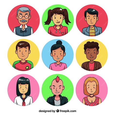 Free Vector Colorful Set Of Hand Drawn Avatars