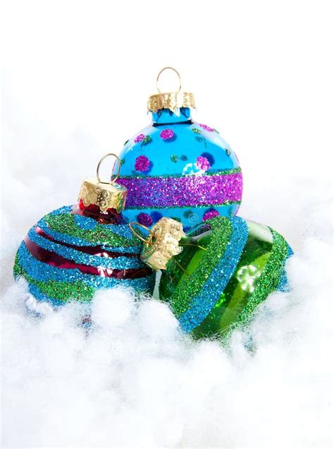 Colorful Glitter Christmas Balls Stock Photo Image Of Sparkle Green
