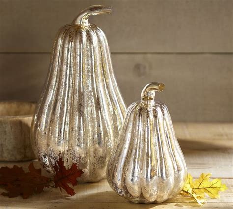 Champagne Mercury Glass Pumpkins Contemporary Holiday Decorations By Pottery Barn
