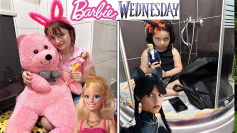 WEDNESDAY ADDAMS BARBİE MİNİCİK BANYODA 24 SAAT YAŞAMAK ZEYNEP HİRANUR