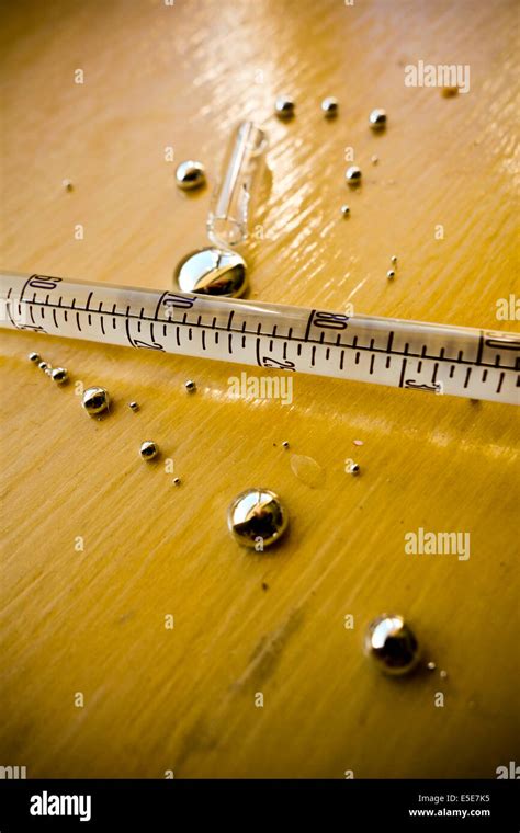 Mercury Glass Thermometer Broken Stock Photo Alamy