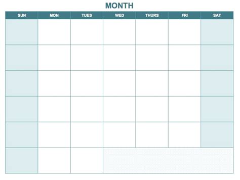 Blank One Month Calendar Template 9 Templates Example Templates