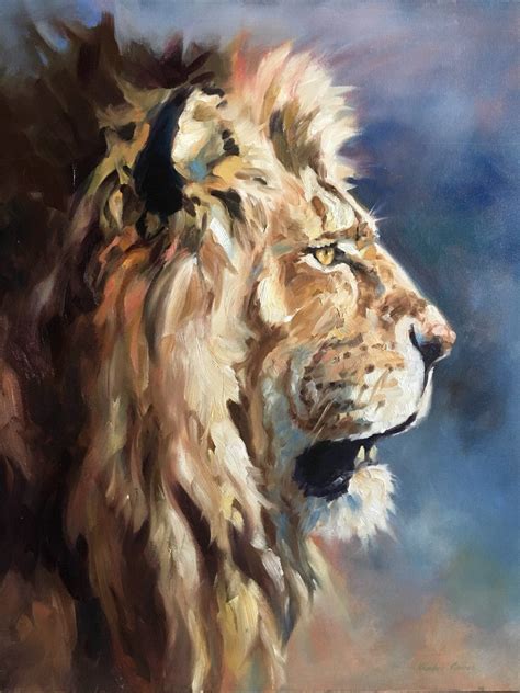Future King Original Art Oil Painting Of An African Lion By Canadian