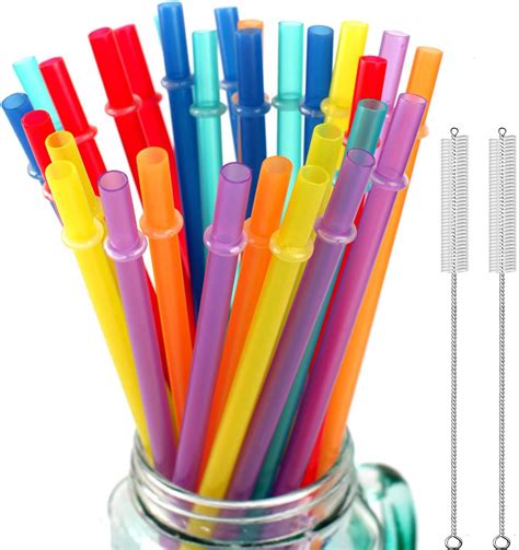 32 pieces reusable plastic straws fit for mason jars tumblers 10 25 inches extra