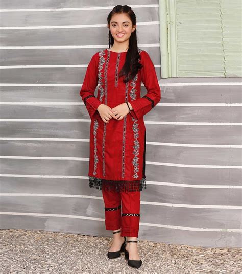 Buy Garnet Khaddar Shalwar Kameez For Girls By Modest In Pakistan