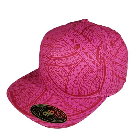 Blank Hat Snapback Flatbill Red Pink Tribal Double Portion Supply