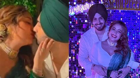 Neha Kakkar Rohanpreet Singh Share A Kiss Celebrate Second Anniversary