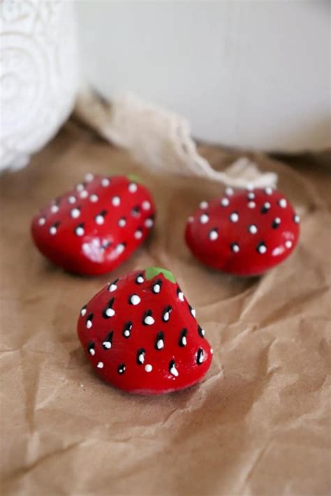 Strawberry Painted Rock Made With Happy Easy Crafts For Kids