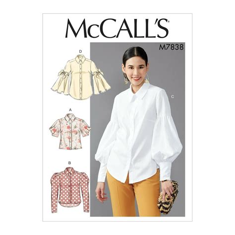 Mccalls Sewing Pattern M7838 Blouse Puff Sleeves Button Etsy