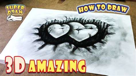 💗 3d Heart How To Draw A 3d Hole Heart Shape Youtube