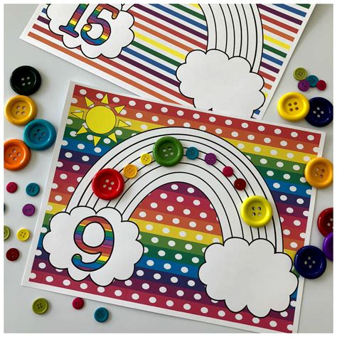 Rainbow Counting Mats Square Kindergarten Chaos