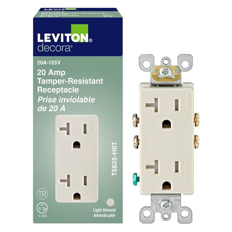 Leviton Decora Tamper Resistant Receptacle 20a In Light Almond The