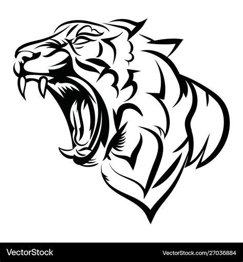Tiger Logo Black White A Tiger Royalty Free Vector Image