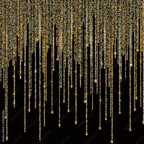 Vector Falling In Lines Gold Glitter Confetti Dots Rain Golden Garland