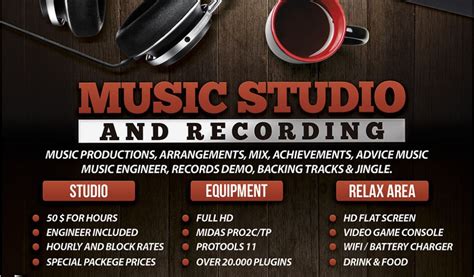Music Studio Flyer Template Music Recording Studio 2 Flyer Poster By