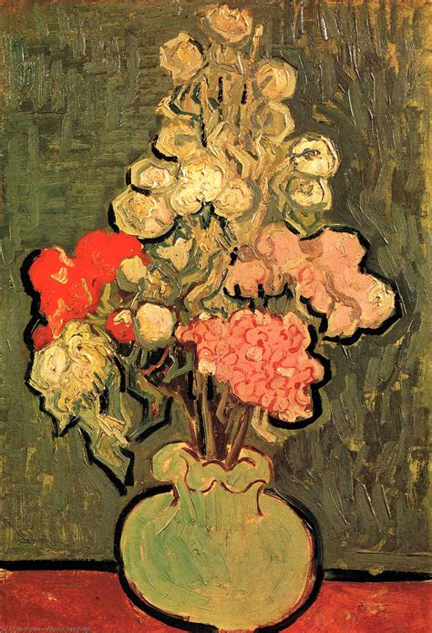 Art Reproductions Still Life Vase With Rose Mallows 1890 By Vincent