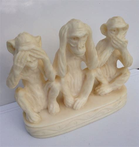 Vintage Three Wise Monkeys Ivory Injected Resin Sculpture