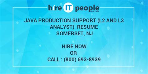 Java Production Support L2 And L3 Analyst Resume Somerset Nj Hire