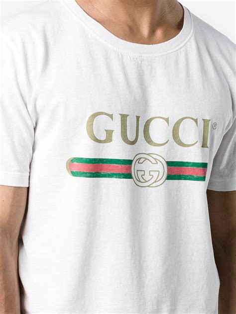 Gucci Cotton Fake Logo T Shirt In White For Men Lyst
