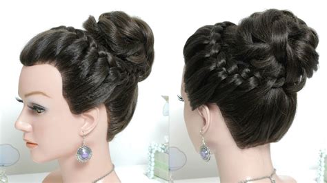 Bridal Prom Hairstyle For Long Hair High Messy Bun Updo