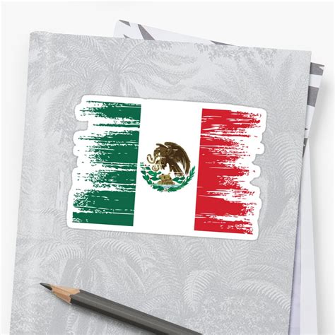 Mexican Flag Distressed Sticker By Rbbeachdesigns Redbubble