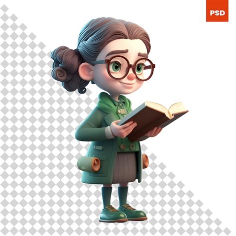 Linda Chica De Dibujos Animados Leyendo Un Libro Png Dibujos Animados