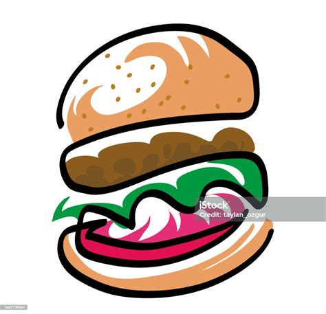 One Line Drawing Of Bacon Burger Stock Illustration Download Image