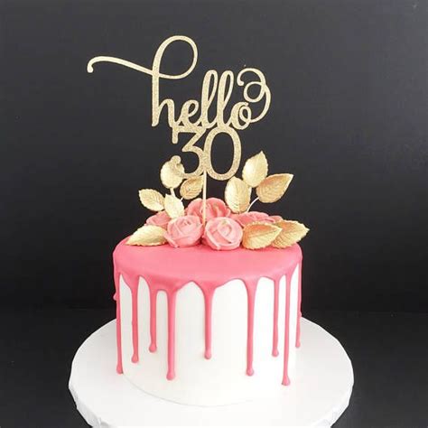 Hello 30 Glitter Cake Topper Any Age Cake Topper 30th Etsy 30th