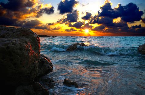 Wallpaper Sea Surf Sunset Hd Widescreen High Definition Fullscreen