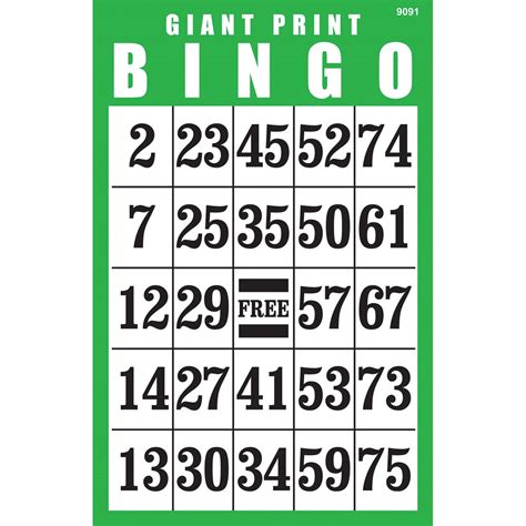 Select the landscape page layout when printing for best results. MaxiAids | Giant Print BINGO Card- Green