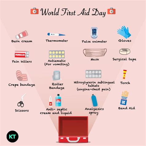 World First Aid Day First Aid Tips First Aid Kit Checklist Medicine Kit