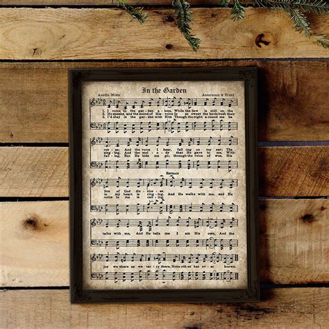 Hymnal Page In The Garden Printable Vintage Sheet Music Instant