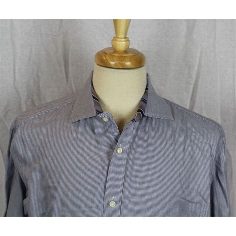 Thomas Dean Grey Herringbone Long Sleeve Shirt Sz Large L Imperfect Ebay