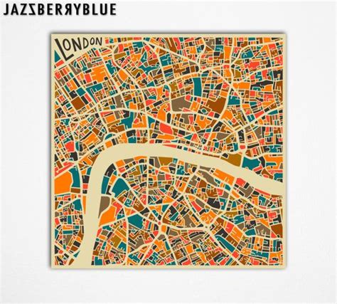 London City Street Map Giclée Fine Art Prints And Rolled Etsy London