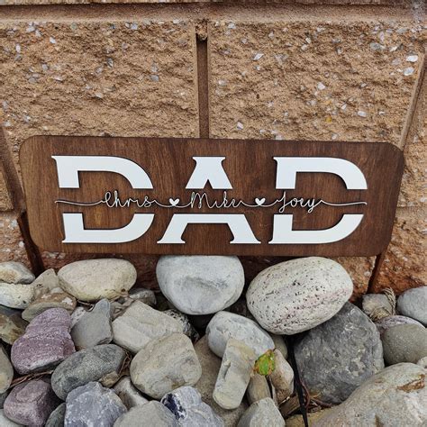 Dad Wood Sign With Kids Names Birthday T For Dad Etsy