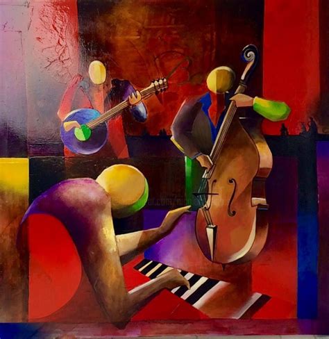 Jazz Players By Nicolas Périgois Jazz Painting Jazz Art Canvas Wall Art