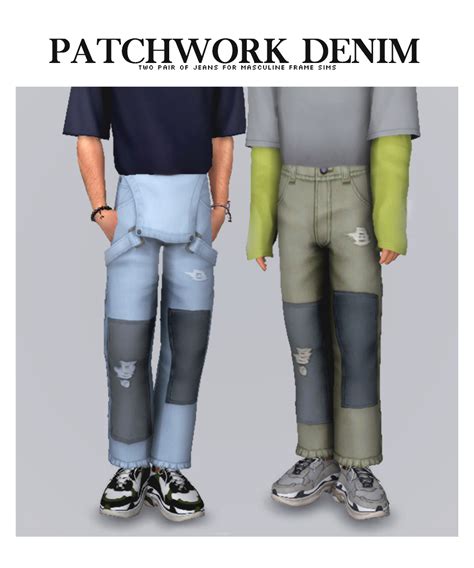 Patchwork Denim Jeans By Nucrests Nucrests On Patreon Sims 4 Male