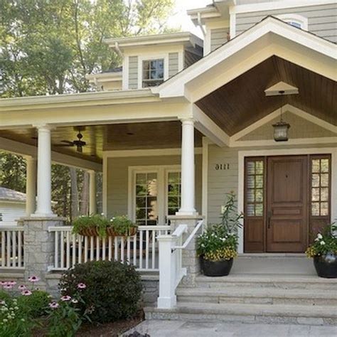 38 Inspiring Farmhouse Front Porch Steps Decor Ideas