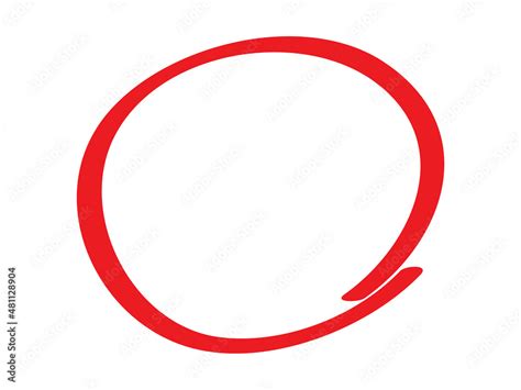 Red Circle Pen Draw Highlight Hand Drawn Circle Isolated On White