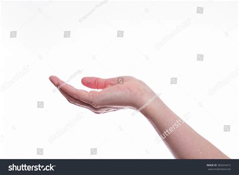 Woman Hand Making Cupping Gesture Against Stock Photo 383424412
