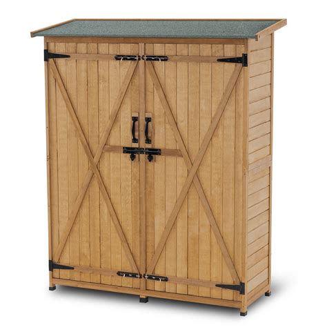 Mcombo Outdoor Storage Cabinet Wood Garden Shed Outside Tool Shed