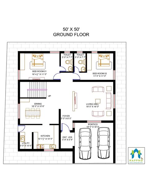 X House Plan East Facing BHK Plan Happho